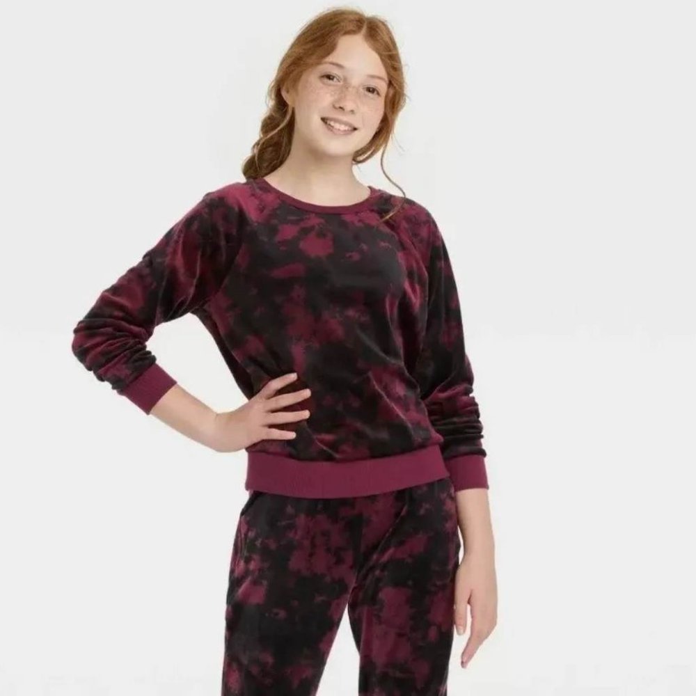 Art Class Marron Tie Dye Velour Sweatshirt sz S (6/6X)